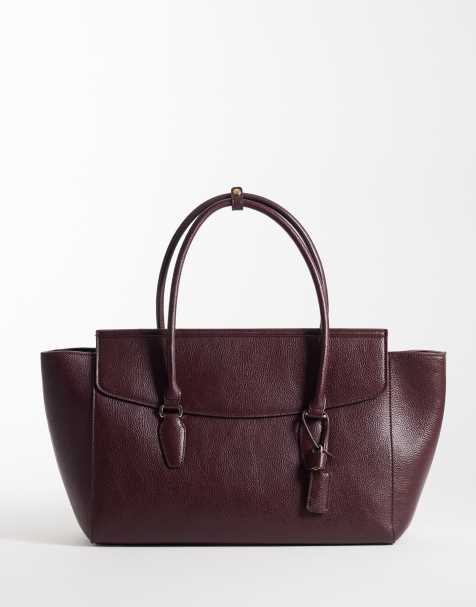 Mango sac de ville en imitation cuir bordeaux - view 1