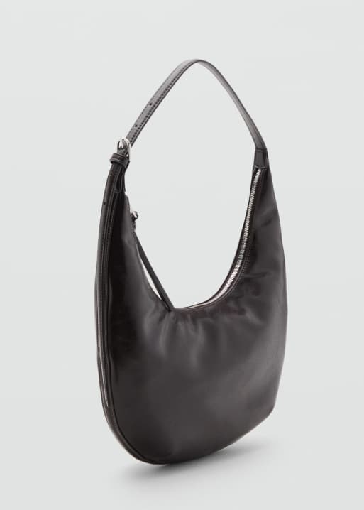 Mango - Sac porté épaule demi-lune - Marron foncé, 3 de 4