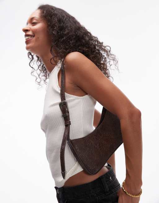 Mango Sac porté épaule ornementé style western Marron foncé ASOS