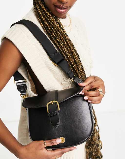 Mango saddle cross body bag in black