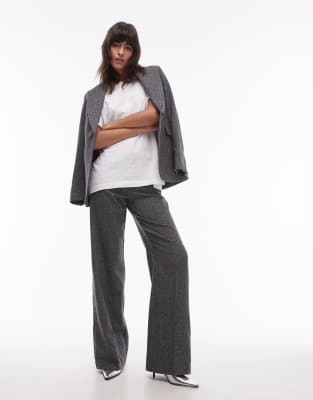 Mango Salt And Pepper Pants In Gray - Part Of A Set