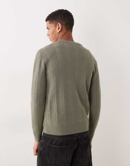 Mango – Salviagrön, strukturstickad tröja, 3 av 5