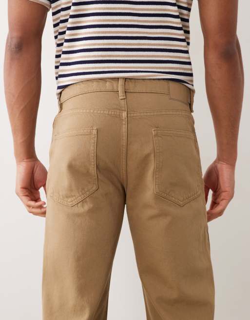 Mango Sammy 100% cotton tapered jeans in tan, 5 of 5