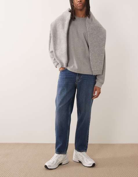 Mango - Sammy - Toelopende jeans van 100% katoen in blauw met wassing - view 1