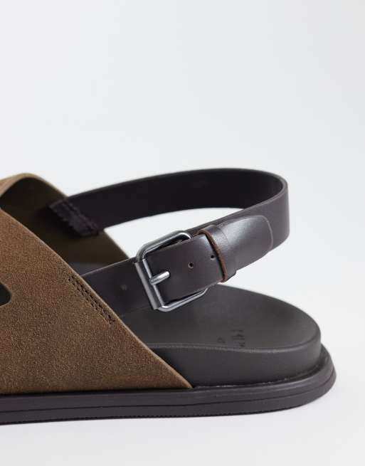Mango sandal i ægte læder med krydsede stropper i brun, 4 af 4