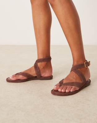 Mango - Sandalen aus Wildleder in Braun