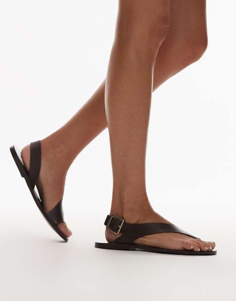 Mango – Sandalen in Braun mit Lederriemen und Schnalle - view 1