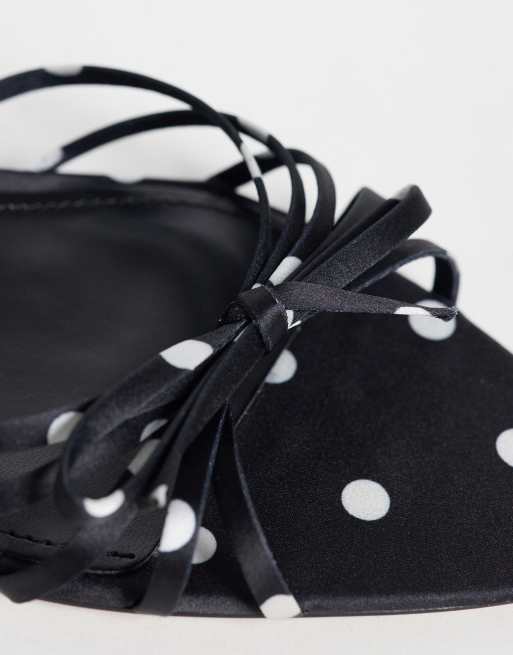 Mango sandalen met bandjes en hak in zwart met stippenprint, 3 van 4