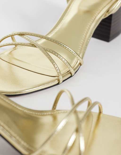 Mango - Sandalen met halfhoge blokhak en bandjes in goud, 2 van 4