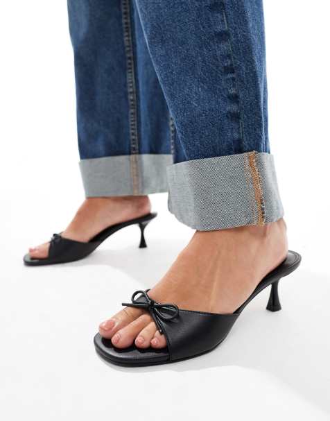 Mango - Sandalen met kleine hak en strik aan de voorkant in zwart - view 1