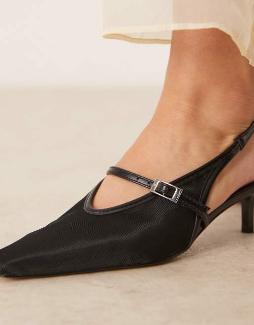Mango - Sandales à petit talon et bout carré avec bride arrière et détail boucle - Noir, 2 de 4