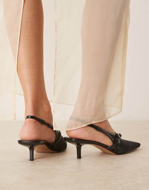 Mango - Sandales à petit talon et bout carré avec bride arrière et détail boucle - Noir, 3 de 4