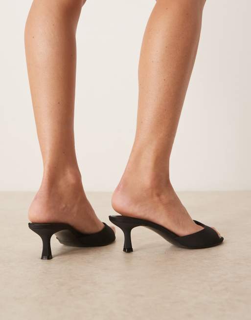 Mango - Sandales à talon style mules en satin - Noir, 4 de 4