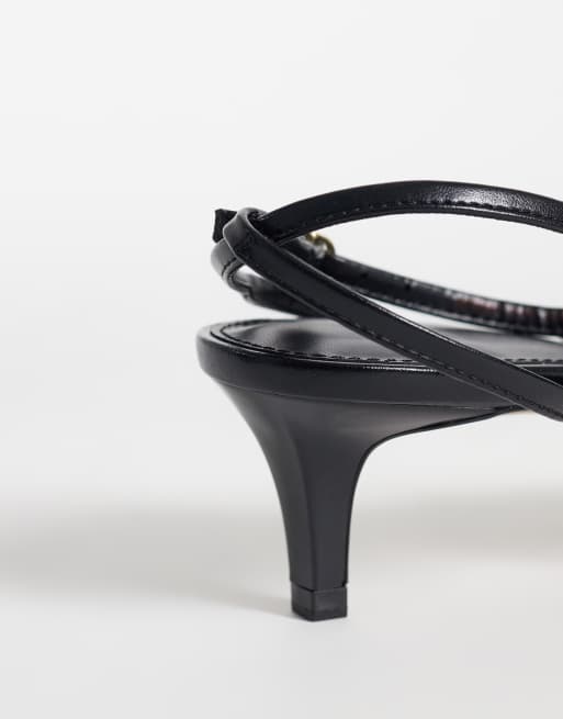 Mango sandales à talons à brides avec bordure dorée en noir, 4 de 4
