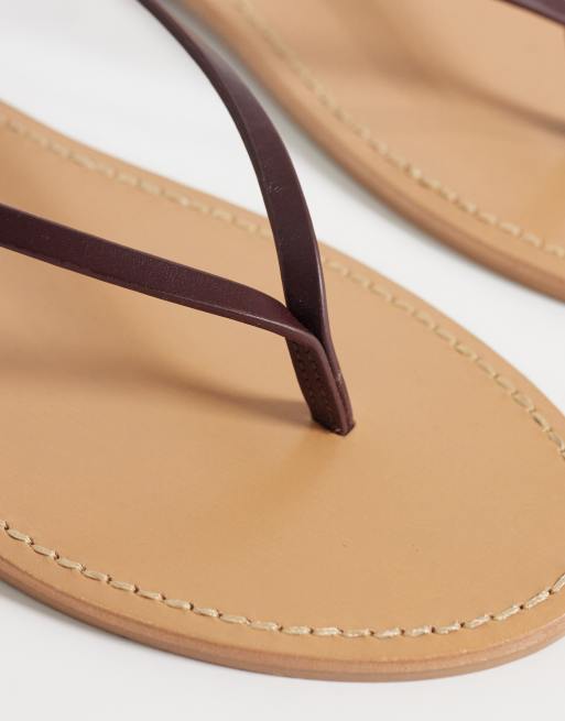 Mango - Sandales plates à brides en pur cuir - Bordeaux, 3 de 4