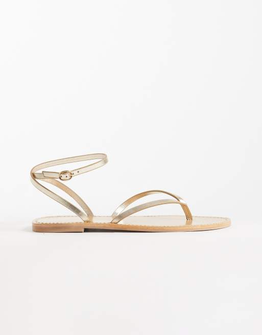 Mango - Sandali bassi con fascette color oro