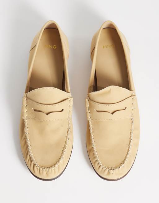Mango - Sandfarvede loafers i 100% ruskindslæder, 2 af 4