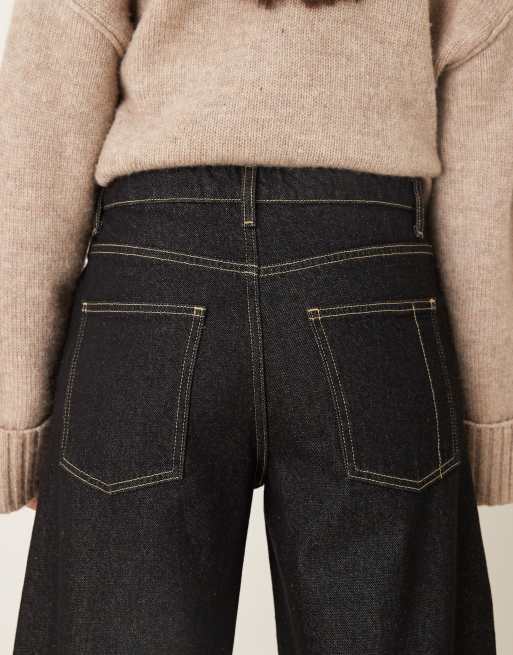 Mango – Sandra – Jeans aus reiner Baumwolle in verwaschenem Schwarz mit weitem Beinschnitt und Nahtdetail, 4 von 5