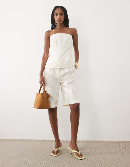Mango - Sansa - Cremehvid offshoulder-top med struktur - Del af sæt, 3 af 4