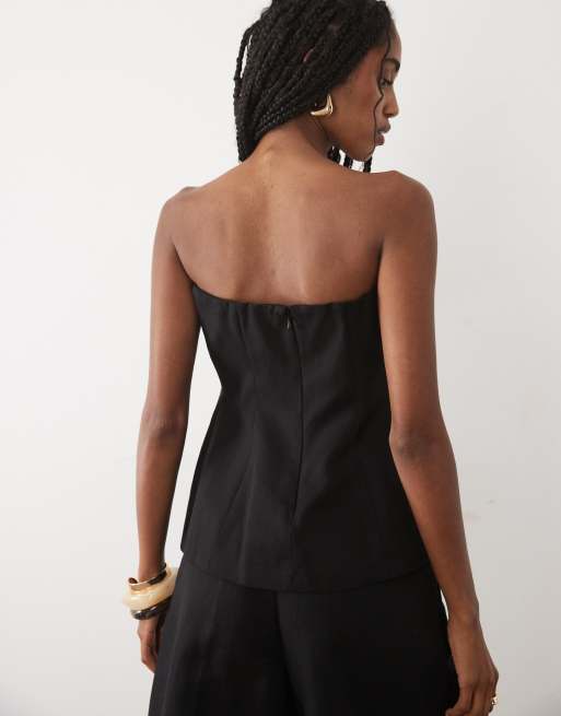 Mango Sansa off shoulder structured top in black - part of a set, 4 of 4