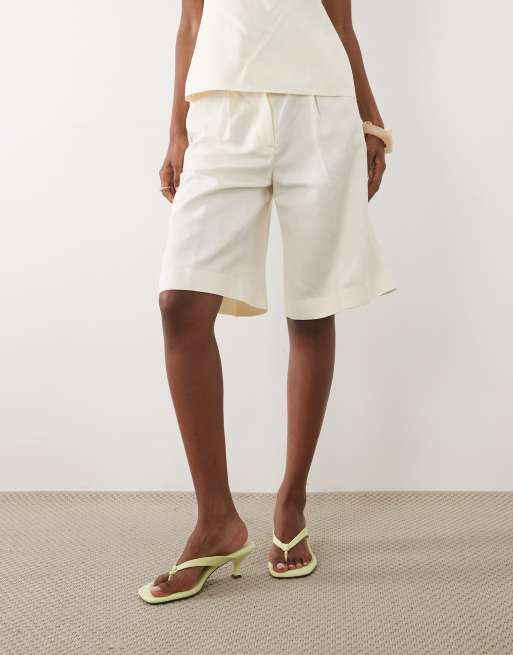Mango Sansa tailored bermuda short co-ord in cream, 2 of 5