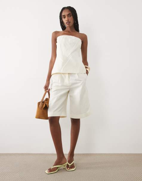 Mango Sansa tailored bermuda shorts in cream - part of a set - view 1