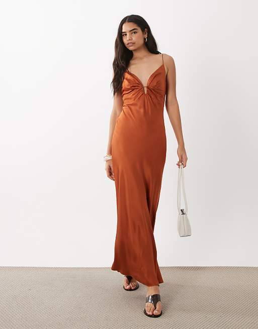orange satin maxi dress Fortunate One Floor length Buy Forever New Orange Sienna