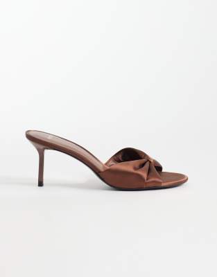 Mango satin heeled mules in brown brown 15390₽