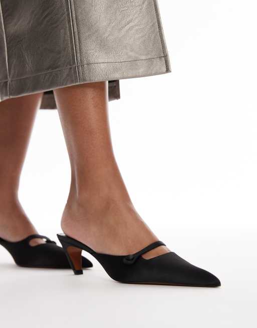 Mango satin heels with cross front in black