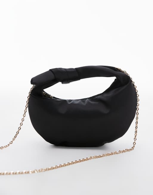Mango satin knot detail bag in black