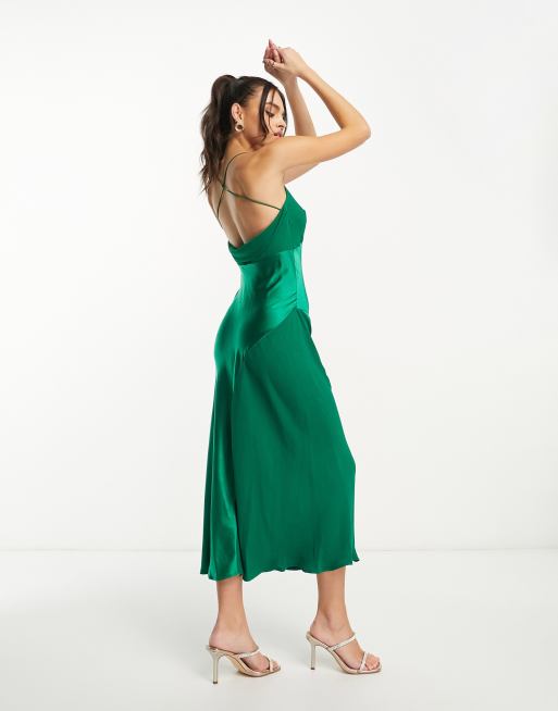  & Other Stories mesh midi dress in green print