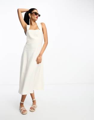 Mango satin midi dress in white