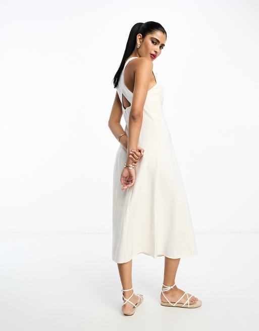 Mango satin midi dress in white | ASOS