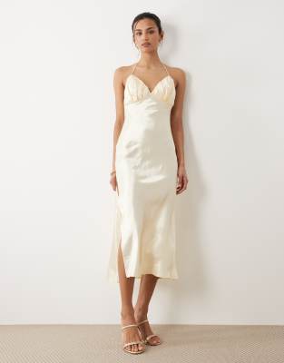 Mango Satin Midi Slip Dress In Animal Print