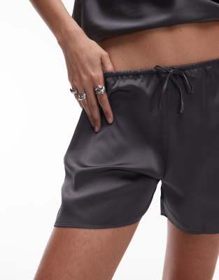 Mango Satin Pajama Shorts In Black