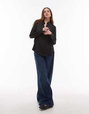 Shop Mango Satin Shirt In Black
