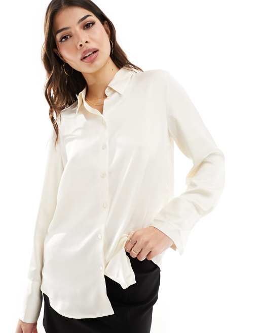 Mango satin shirt in white | ASOS