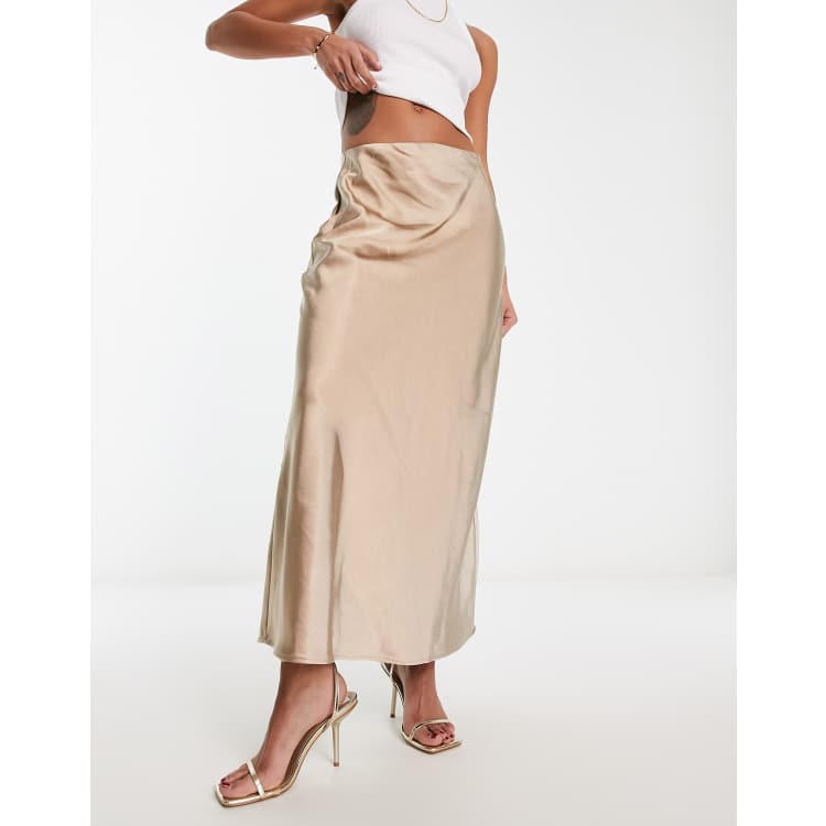 Beige satin maxi clearance skirt