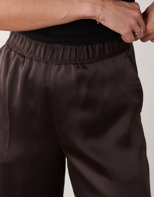 Mango satin straight trouser in brown, 4 of 5