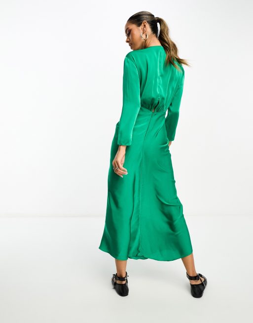Mango green outlet wrap dress