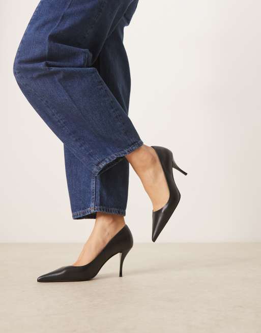 Mango - Scarpe a punta in pelle nere con tacco, 2 di 4