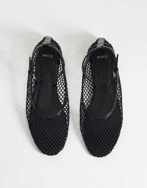 Mango - Scarpe basse nere intrecciate allacciate alla caviglia , 2 di 4