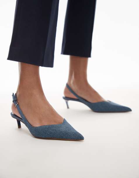 Mango - Scarpe con tacchetti a spillo e cinturino sul retro in denim blu - view 1
