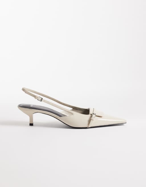 Mango - Scarpe con tacchetto a spillo e cinturino posteriore color avena con fibbia