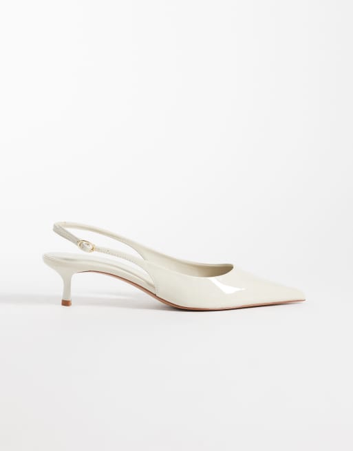 Mango - Scarpe décolleté con tacco e cinturino posteriore color ecru