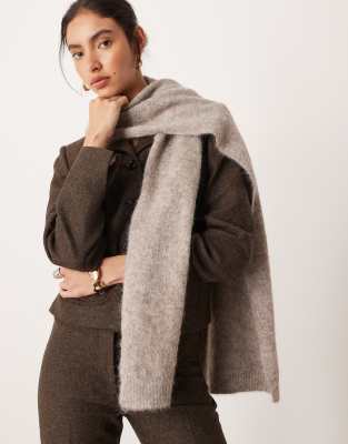 Mango - Schal aus Wollmix in Pilzbraun-Brown