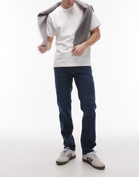 Mango – Schmal geschnittene Jeans in Dunkelblau - view 1