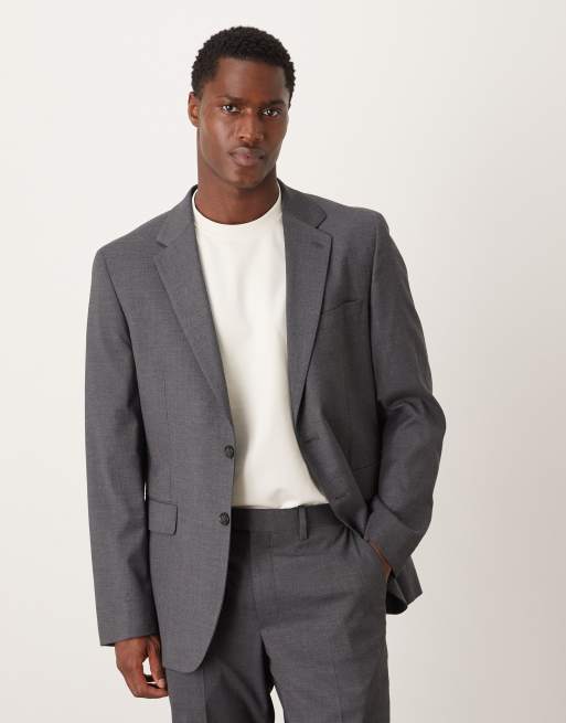 Mango – Schmal geschnittener Blazer in Grau