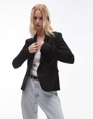 Mango - Schmal geschnittener Blazer in Schwarz