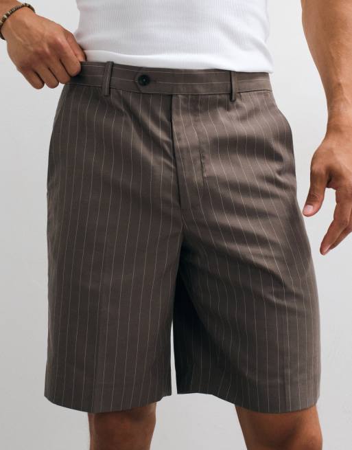 Mango schmal gestreifte schmal geschnittene Shorts in Grau, 2 von 5